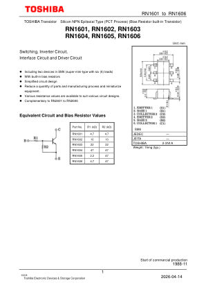 RN1605 datasheet cover page