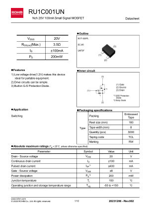 RU1C001UN 数据手册首页
