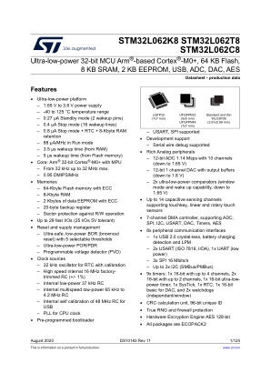 STM32L062K8 数据手册首页