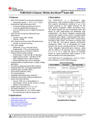PCM3120-Q1 datasheet cover page
