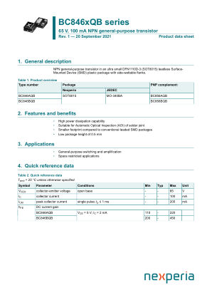 BC846BQBZ datasheet cover page