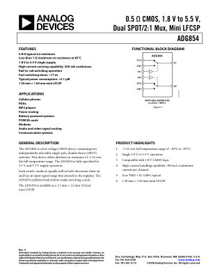 ADG854 数据手册首页