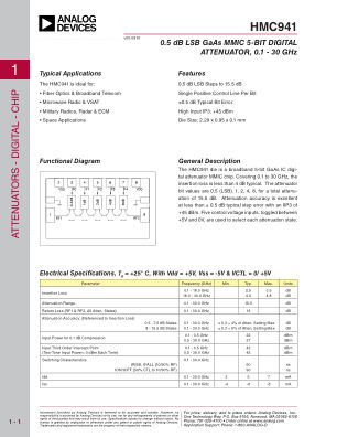 HMC941CHIPS datasheet cover page