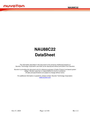NAU88C22 datasheet cover page
