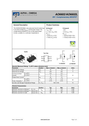 AO6602 datasheet cover page