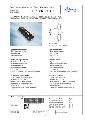 FF1000R17IE4P datasheet cover page