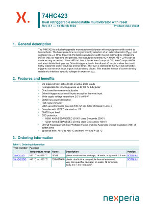 74HC423D datasheet cover page