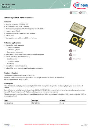 IM70D122 datasheet cover page