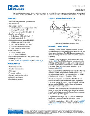 AD8422 datasheet cover page
