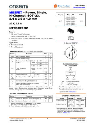 NTR3C21NZ 数据手册首页