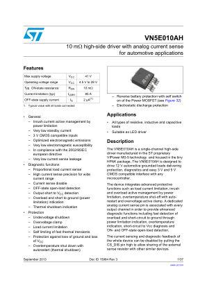 VN5E010AH 数据手册首页