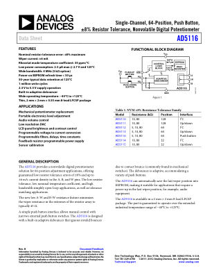 AD5116 datasheet cover page