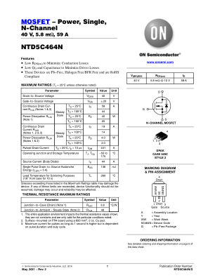 NTD5C464N datasheet cover page
