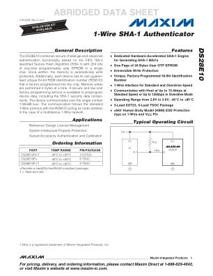 DS28E10 datasheet cover page