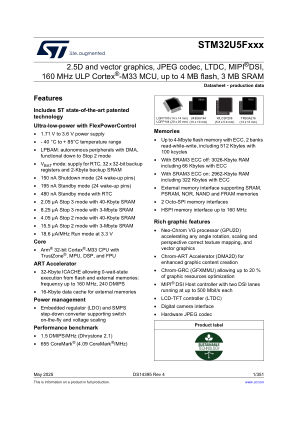 STM32U5F7VJ 数据手册首页