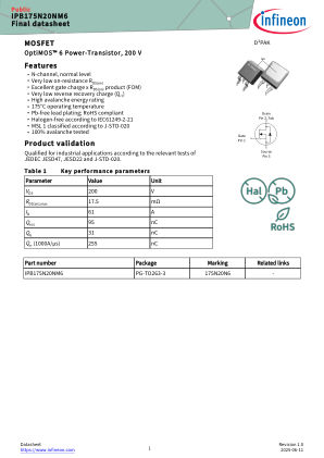 IPB175N20NM6 datasheet cover page