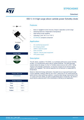 STPSC4G065 datasheet cover page