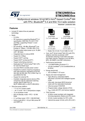STM32WB55CC 数据手册首页