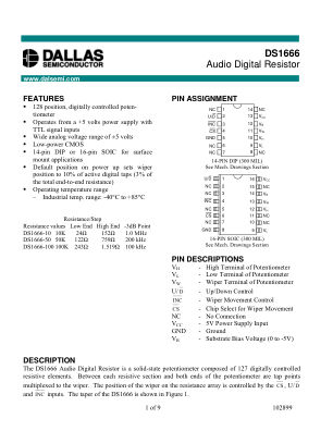 DS1666 datasheet cover page