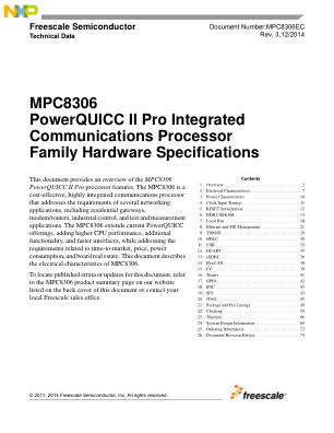 MPC8306EC 数据手册首页