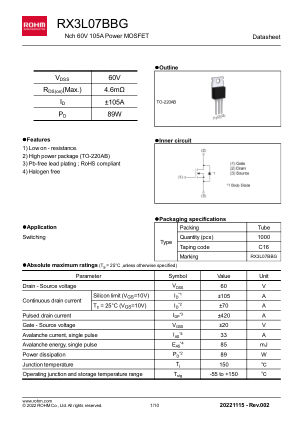 RX3L07BBG datasheet cover page
