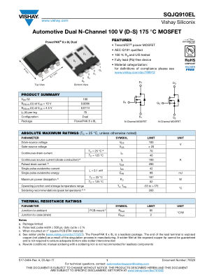 SQJQ910EL 数据手册首页