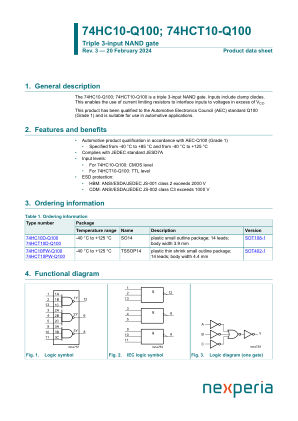 74HC10PW-Q100J datasheet cover page