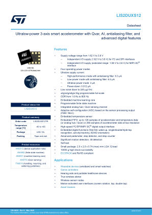 LIS2DUXS12 datasheet cover page