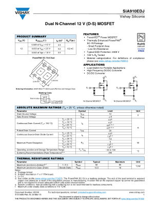 SIA910EDJ datasheet cover page
