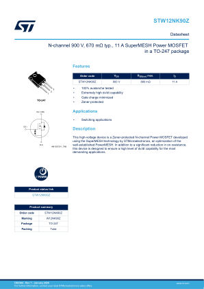 STW12NK90Z datasheet cover page