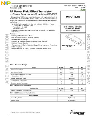 MRF21120 datasheet cover page