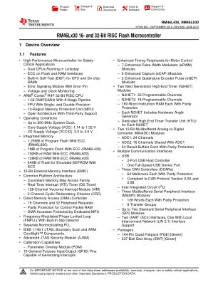 RM46L830 datasheet cover page