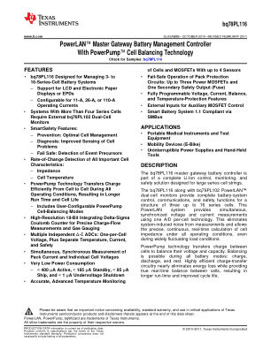 BQ78PL116 数据手册首页