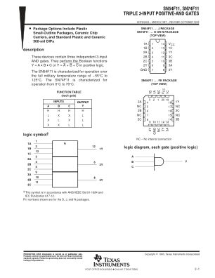 SN74F11 数据手册首页