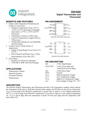 DS1620 datasheet cover page