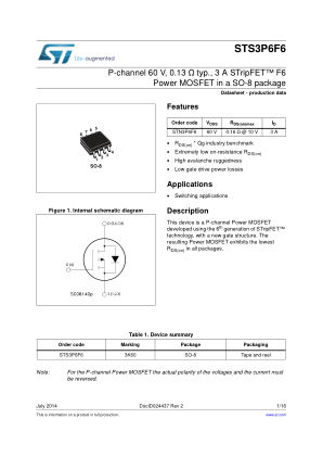 STS3P6F6 datasheet cover page