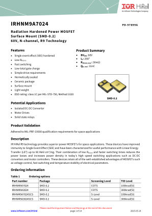 IRHNM9A7024 datasheet cover page