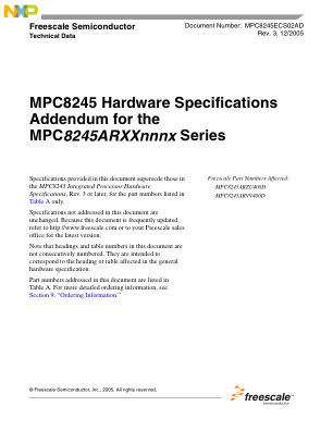 MPC8245ECS02AD 数据手册首页