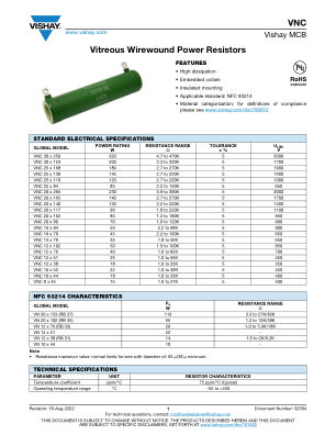 VNC datasheet cover page