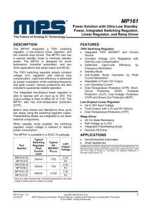 MP161B datasheet cover page