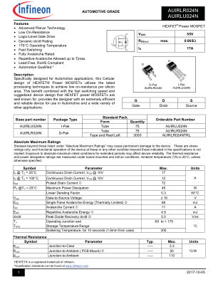 AUIRLR024N datasheet cover page