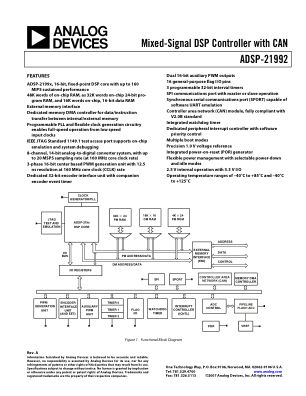 ADSP-21992 数据手册首页
