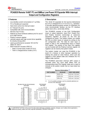 PCA9535 datasheet cover page