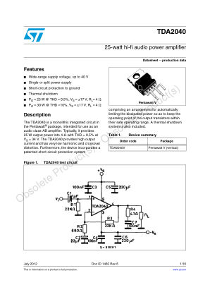 TDA2040 数据手册首页