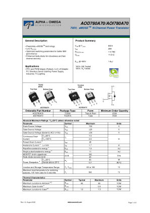 AOD780A70 datasheet cover page