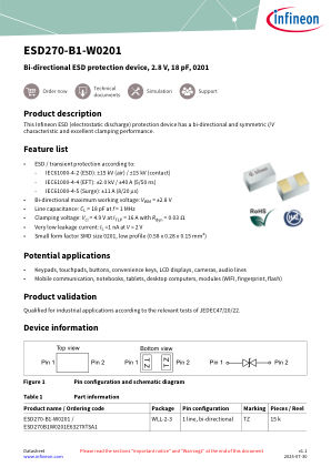 ESD270-B1-W0201 datasheet cover page