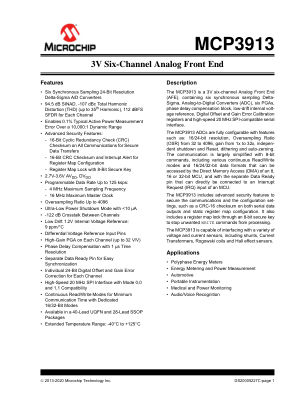 MCP3913A1-E 数据手册首页