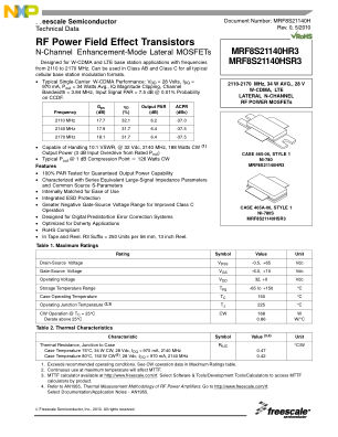 MRF8S21140H 数据手册首页