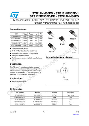STP12NM50FD 数据手册首页