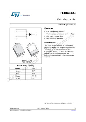 FERD30S50 datasheet cover page